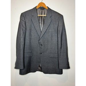 Burberry London Men Plaid Two Button Blazer Gray Blue Wool Sz 42 Reg EUC